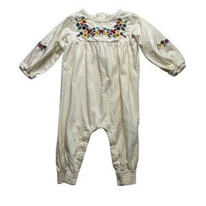 Peek Polka Dot Floral Embroidered Romper Size 6-12 Months